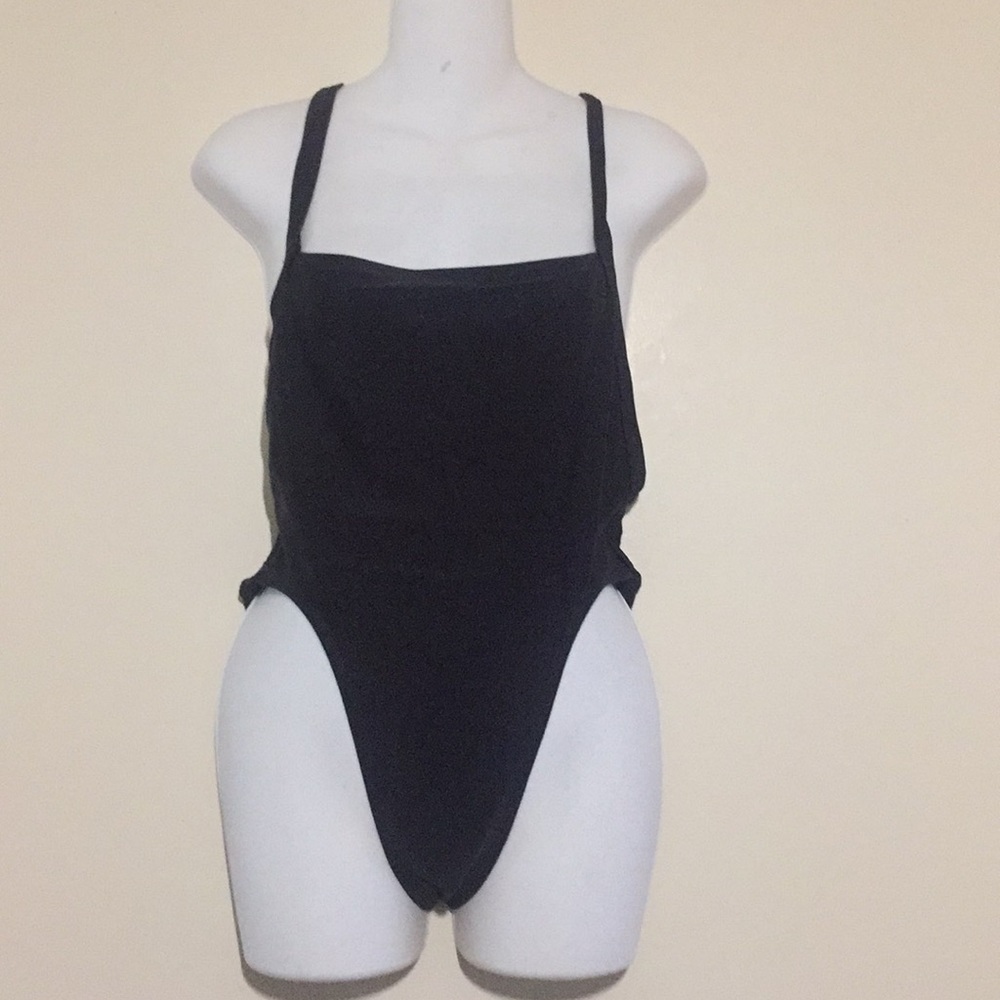 Crisscross overall one piece swimsuit